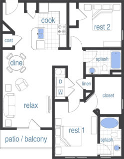 2 Bed / 2 Bath / 1,040 sq ft / Rent: $1,850